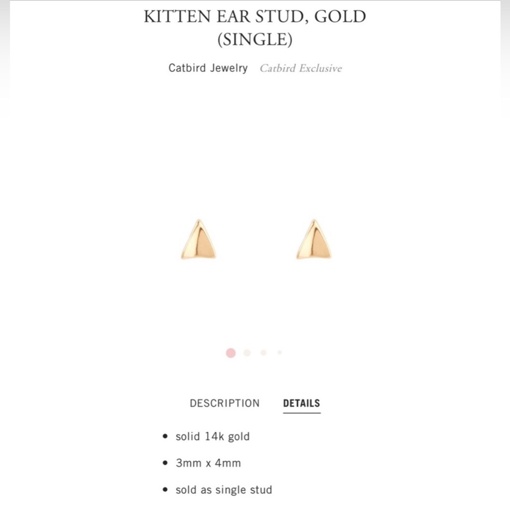 Catbird 14k yellow gold Kitten Ear Stud Earring